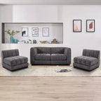 128 Chenille Sectional Couch, 4 Seater L Shape Modular Sofa Set for Living Room Office-Morden Fort