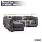128 Chenille Sectional Couch, 4 Seater L Shape Modular Sofa Set for Living Room Office-Morden Fort
