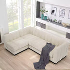 128 Chenille Sectional Couch, 4 Seater L Shape Modular Sofa Set for Living Room Office-Morden Fort