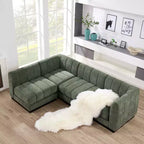 128 Chenille Sectional Couch, 4 Seater L Shape Modular Sofa Set for Living Room Office-Morden Fort
