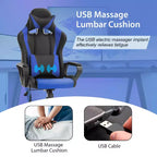 FDW Gaming Chiar Comfortable and Stylish Massage Office Chair with Adjustable Lumbar Support 360-Degree Swivel and Smooth-Rolling Casters
