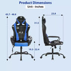 FDW Gaming Chiar Comfortable and Stylish Massage Office Chair with Adjustable Lumbar Support 360-Degree Swivel and Smooth-Rolling Casters