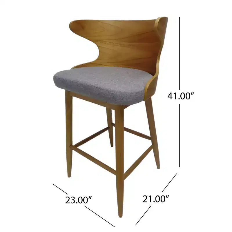 GDFStudio Cortland Mid Century Modern Fabric Upholstered Wood 30.5 Barstools (Set of 2)
