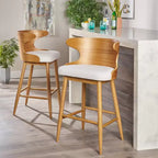 GDFStudio Cortland Mid Century Modern Fabric Upholstered Wood 30.5 Barstools (Set of 2)