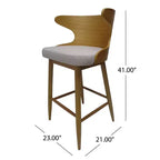 GDFStudio Cortland Mid Century Modern Fabric Upholstered Wood 30.5 Barstools (Set of 2)