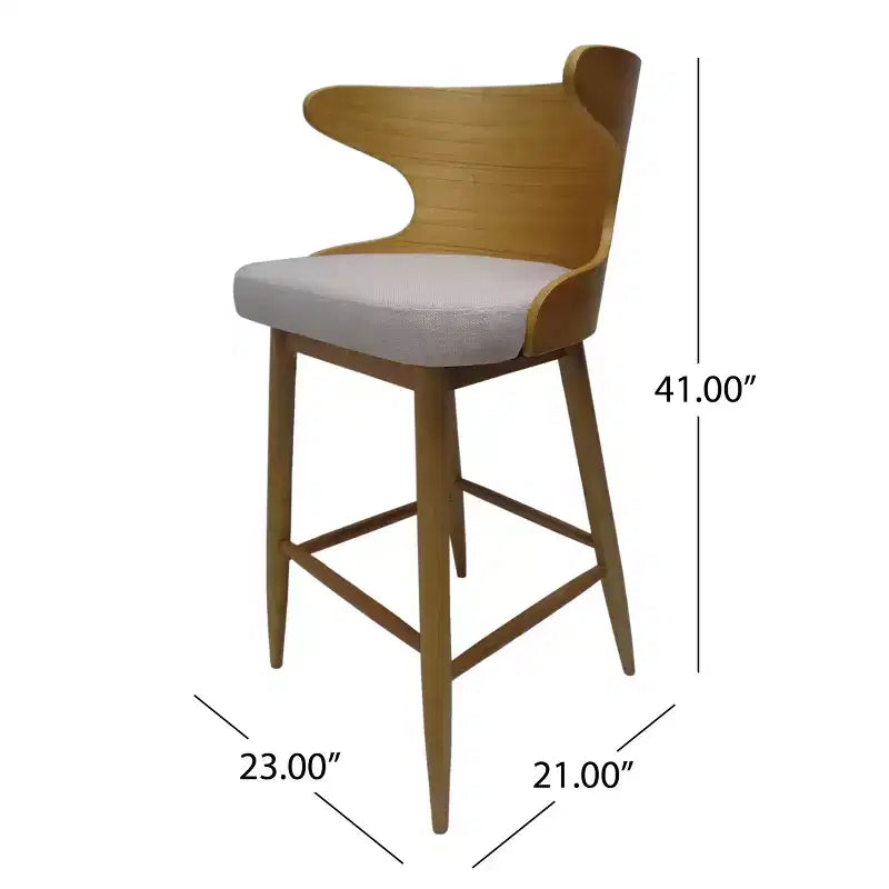 GDFStudio Cortland Mid Century Modern Fabric Upholstered Wood 30.5 Barstools (Set of 2)