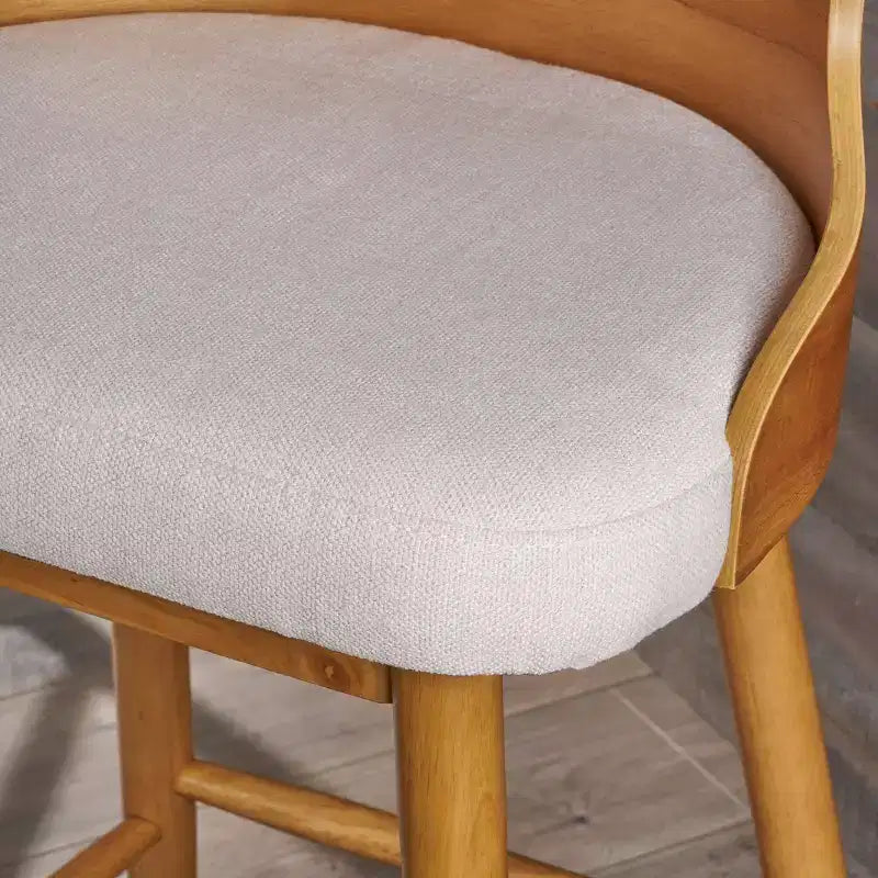 GDFStudio Cortland Mid Century Modern Fabric Upholstered Wood 30.5 Barstools (Set of 2)