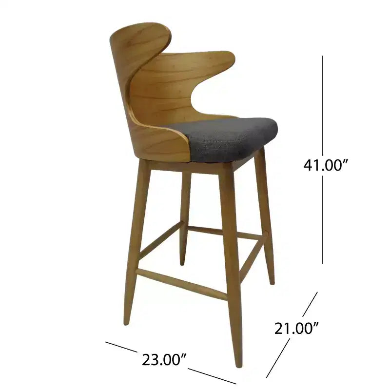 GDFStudio Cortland Mid Century Modern Fabric Upholstered Wood 30.5 Barstools (Set of 2)