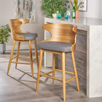 GDFStudio Cortland Mid Century Modern Fabric Upholstered Wood 30.5 Barstools (Set of 2)