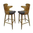 GDFStudio Cortland Mid Century Modern Fabric Upholstered Wood 30.5 Barstools (Set of 2)