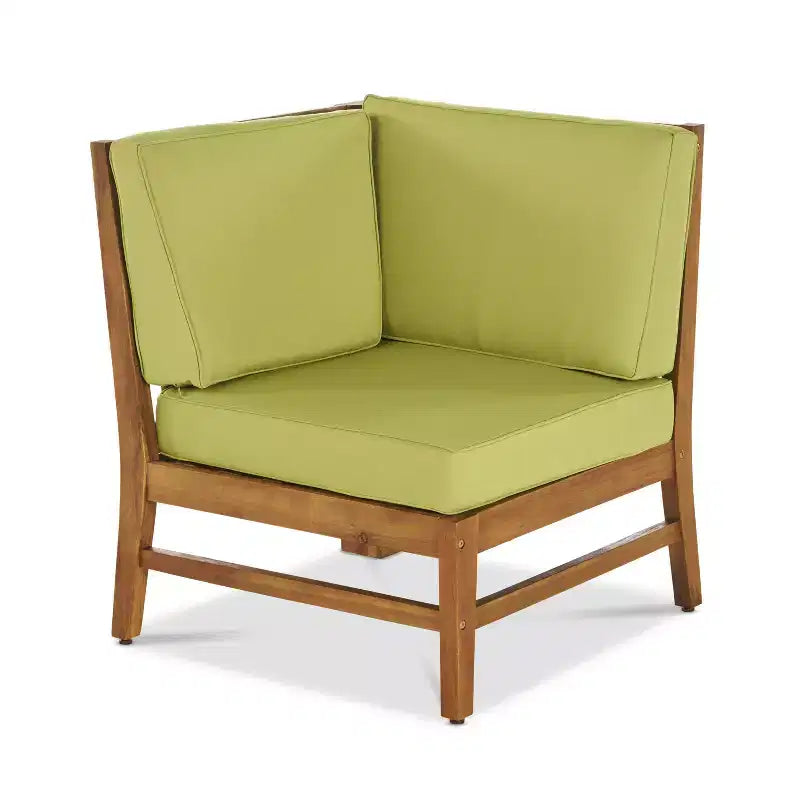 Christopher Knight Home Perla Outdoor Acacia Wood 5 Seater Sectional Sofa Chat Set with Water-Resistant Cushions