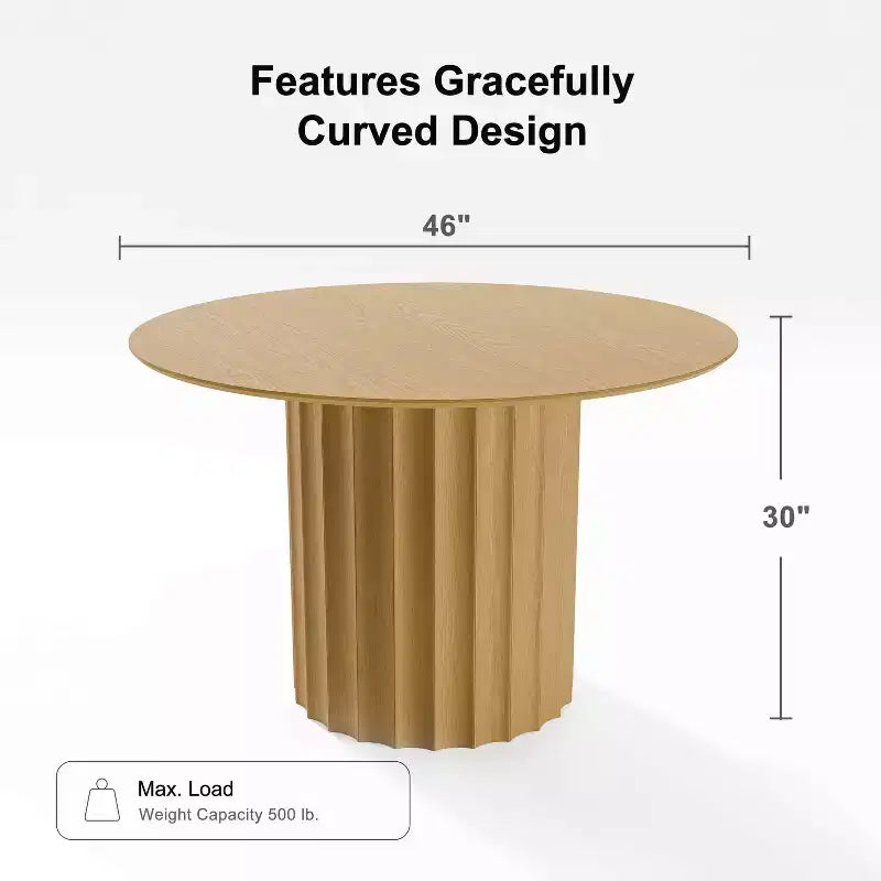 PexFix 46 Round Solid Wood Dining Table Kitchen Tables