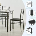 Ensemble de salle à manger 5 pièces VECELO avec table en verre et 4 chaises rembourrées, ensemble de table rectangulaire de cuisine marron/noir