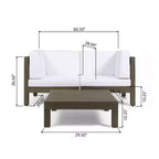 Christopher Knight Home Oana Outdoor Acacia Wood Loveseat and Coffee Table Set with Cushions
