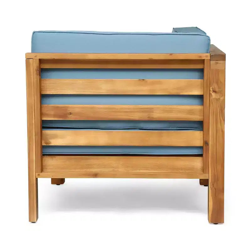 Christopher Knight Home Oana Outdoor Acacia Wood Loveseat and Coffee Table Set with Cushions