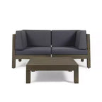 Christopher Knight Home Oana Outdoor Acacia Wood Loveseat and Coffee Table Set with Cushions