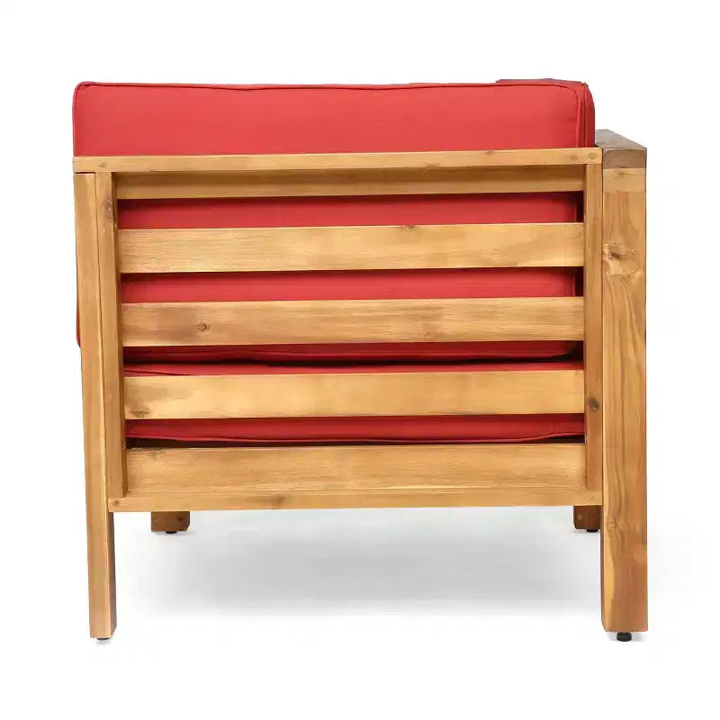 Christopher Knight Home Oana Outdoor Acacia Wood Loveseat and Coffee Table Set with Cushions