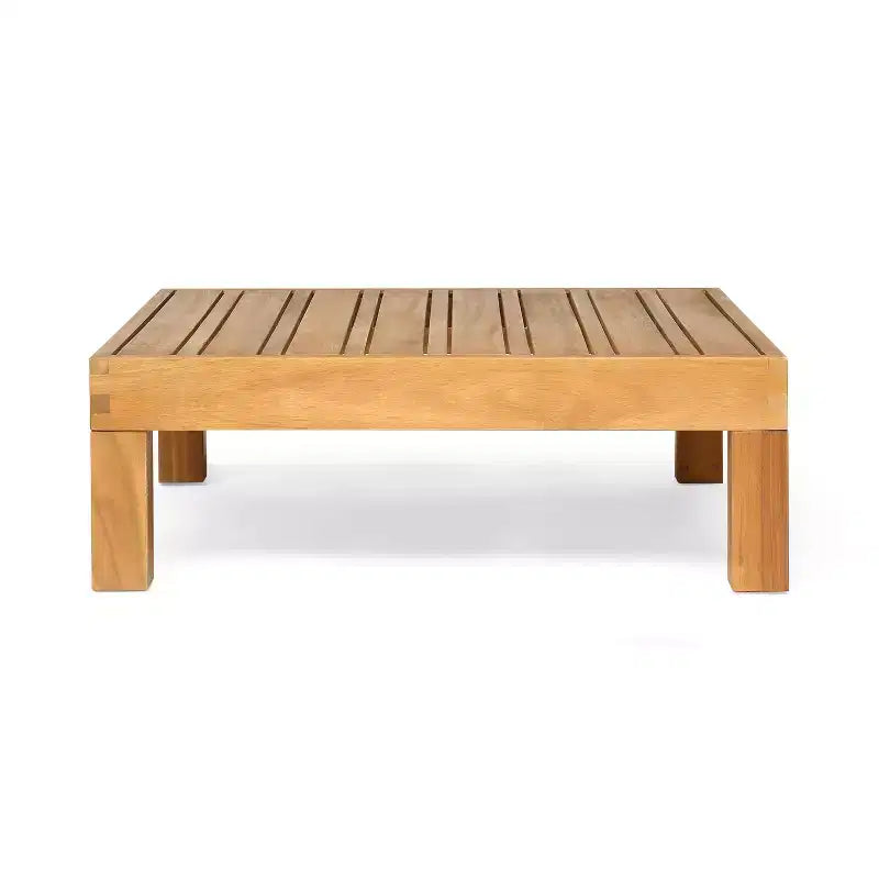 Christopher Knight Home Oana Outdoor Acacia Wood Loveseat and Coffee Table Set with Cushions