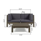 Christopher Knight Home Oana Outdoor Acacia Wood Loveseat and Coffee Table Set with Cushions