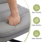 VECELO High Back Desk Chair PU Office Chair Upholstered Padding Swivel Computer Task Chair With Flip-Up Arms and Adjustable Height White/Gray
