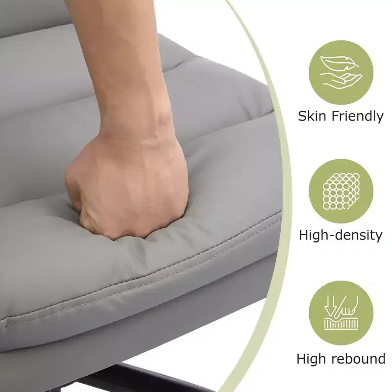 VECELO High Back Desk Chair PU Office Chair Upholstered Padding Swivel Computer Task Chair With Flip-Up Arms and Adjustable Height White/Gray