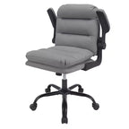 VECELO High Back Desk Chair PU Office Chair Upholstered Padding Swivel Computer Task Chair With Flip-Up Arms and Adjustable Height White/Gray