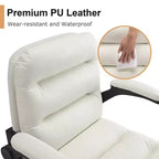 VECELO High Back Desk Chair PU Office Chair Upholstered Padding Swivel Computer Task Chair With Flip-Up Arms and Adjustable Height White/Gray