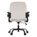 VECELO High Back Desk Chair PU Office Chair Upholstered Padding Swivel Computer Task Chair With Flip-Up Arms and Adjustable Height White/Gray