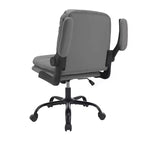 VECELO High Back Desk Chair PU Office Chair Upholstered Padding Swivel Computer Task Chair With Flip-Up Arms and Adjustable Height White/Gray