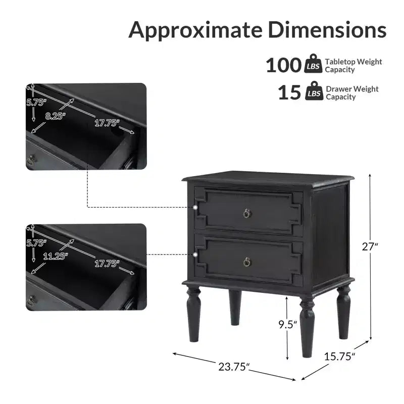Dietmar 28Tall 2-Drawer end table Set of 2 | HULALA HOME