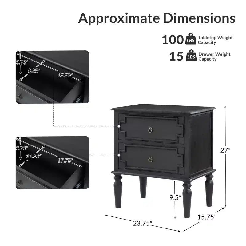 Dietmar 28Tall 2-Drawer end table Set of 2 | HULALA HOME