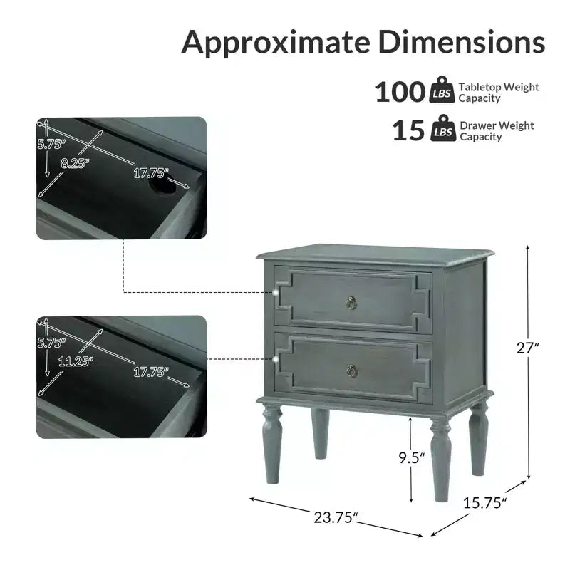 Dietmar 28Tall 2-Drawer end table Set of 2 | HULALA HOME