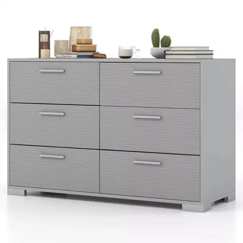 Costway 6 Drawer Storage Cabinet with Metal Legs & Handles Anti-Toppling Devices