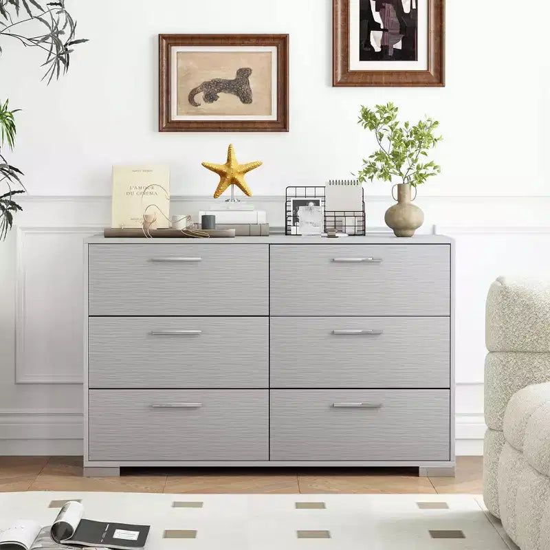 Costway 6 Drawer Storage Cabinet with Metal Legs & Handles Anti-Toppling Devices