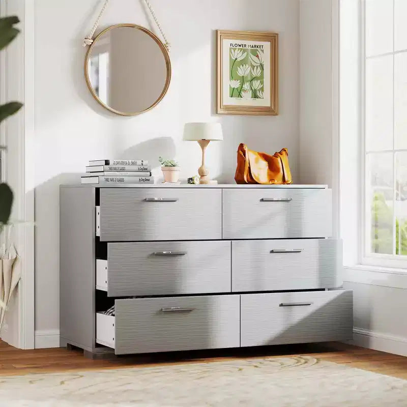 Costway 6 Drawer Storage Cabinet with Metal Legs & Handles Anti-Toppling Devices