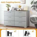 Costway 6 Drawer Storage Cabinet with Metal Legs & Handles Anti-Toppling Devices