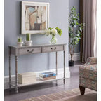 Kings Brand Furniture  2 Drawer Wooden Hall Console Sofa Table, Washed Oak Finish