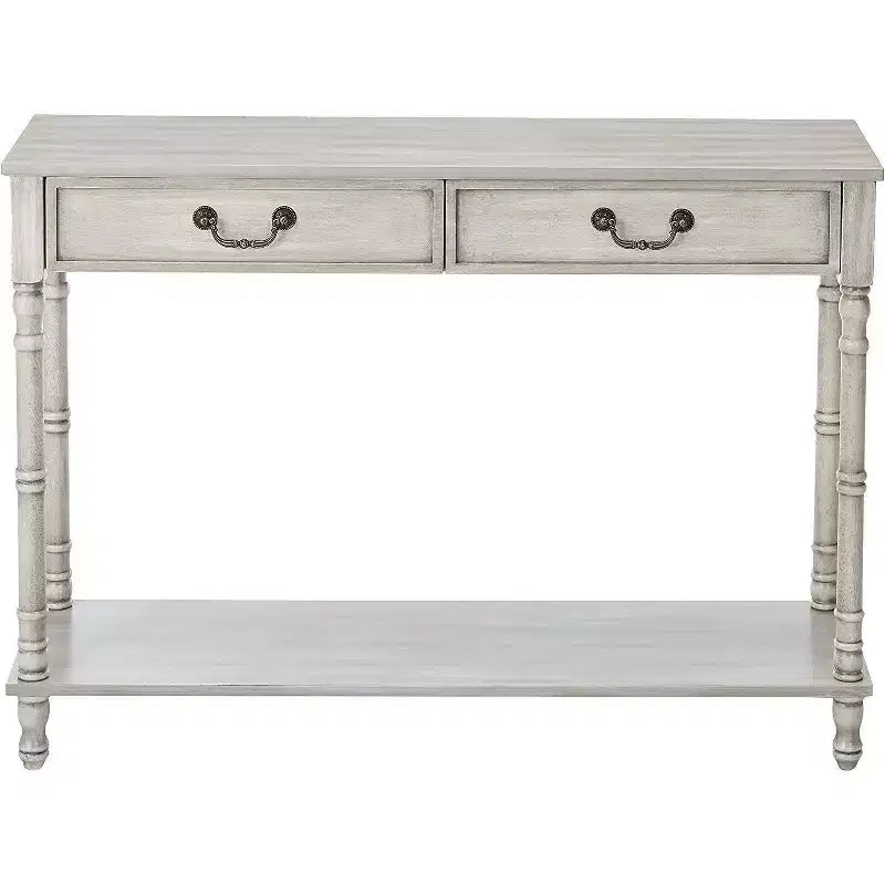 Kings Brand Furniture  2 Drawer Wooden Hall Console Sofa Table, Washed Oak Finish