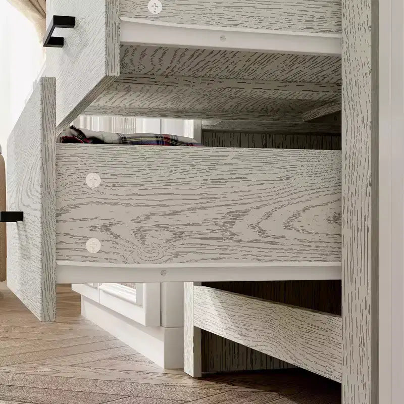 Commode verticale à 5 tiroirs Famapy, commode en bois texturé avec poignées décoratives en métal