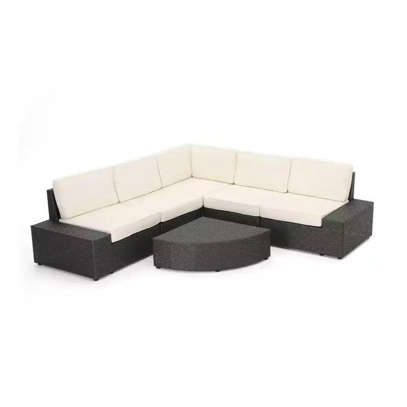 Christopher Knight Home Felicity Ensemble de conversation d'extérieur modulaire en osier 6 pièces avec coussins