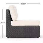 Christopher Knight Home Felicity Ensemble de conversation d'extérieur modulaire en osier 6 pièces avec coussins