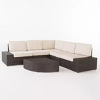 Christopher Knight Home Felicity Ensemble de conversation d'extérieur modulaire en osier 6 pièces avec coussins