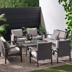 GDFStudio Hilary Outdoor Wicker 8 Seater Chat Set with Cushions