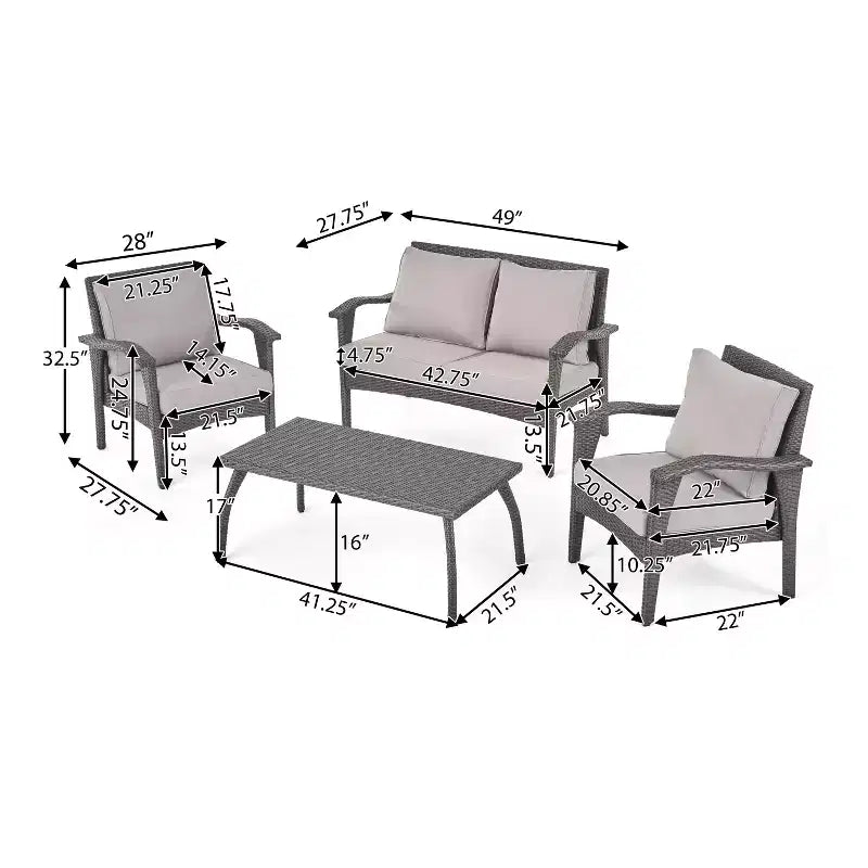 GDFStudio Hilary Outdoor Wicker 8 Seater Chat Set with Cushions