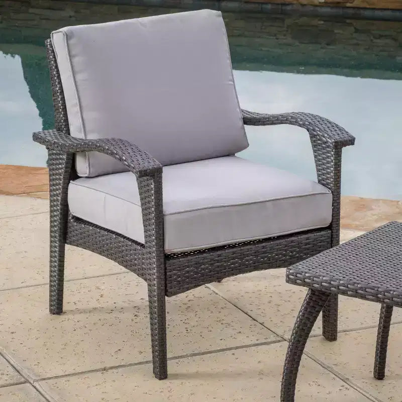 GDFStudio Hilary Outdoor Wicker 8 Seater Chat Set with Cushions