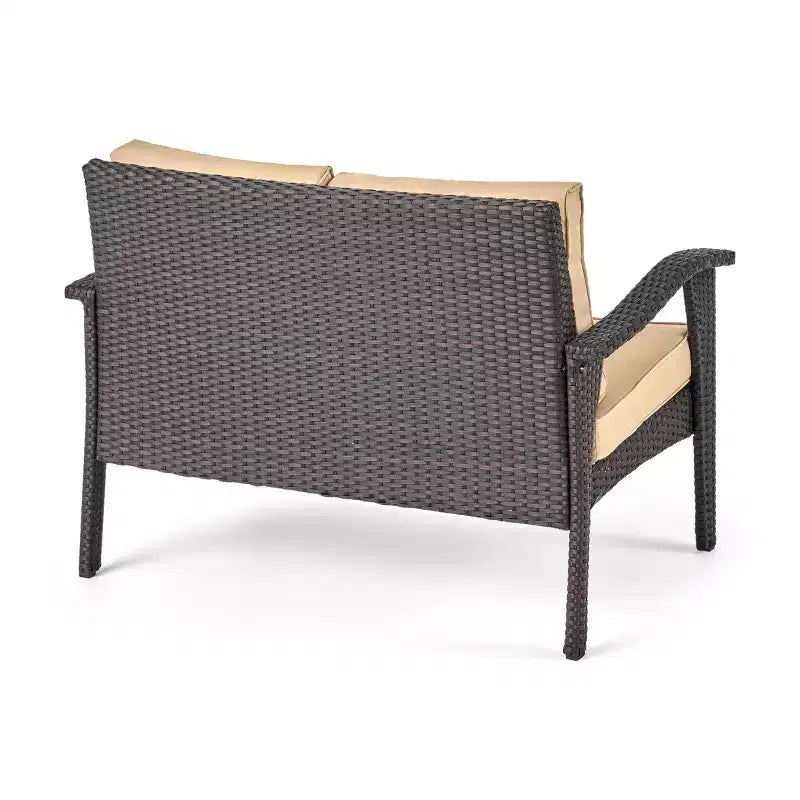 GDFStudio Hilary Outdoor Wicker 8 Seater Chat Set with Cushions