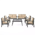 GDFStudio Hilary Outdoor Wicker 8 Seater Chat Set with Cushions