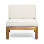 GDFStudio Allaire Acacia Wood 3 Seater Sectional Sofa Set with Ottoman