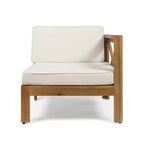 GDFStudio Allaire Acacia Wood 3 Seater Sectional Sofa Set with Ottoman