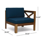 GDFStudio Allaire Acacia Wood 3 Seater Sectional Sofa Set with Ottoman